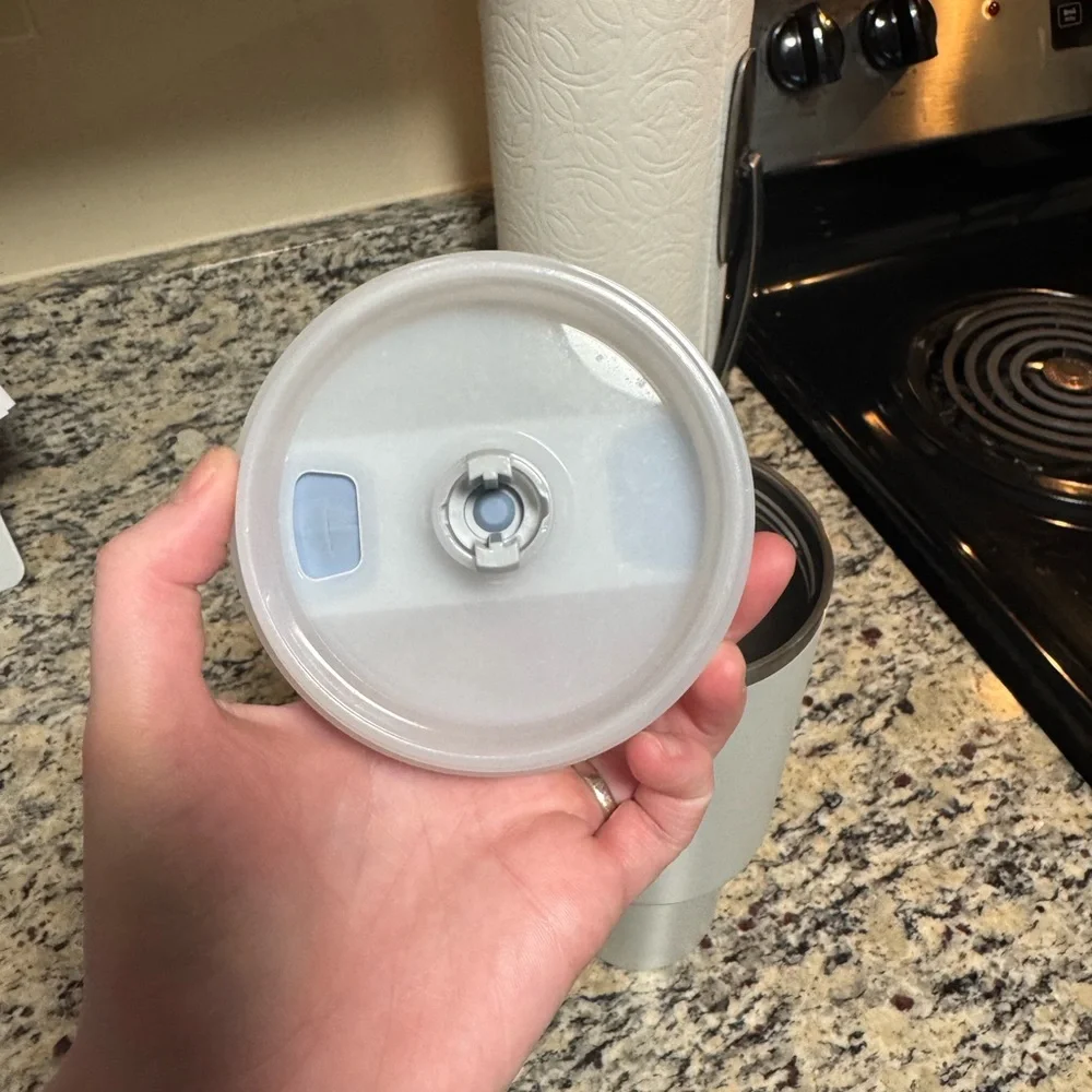 Stanley Pale Gray Travel Mug with Light Blue Logo - Picture 7 of 7